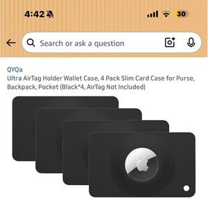 New Ultra AirTag Holder Wallet Case 4 Pack Black